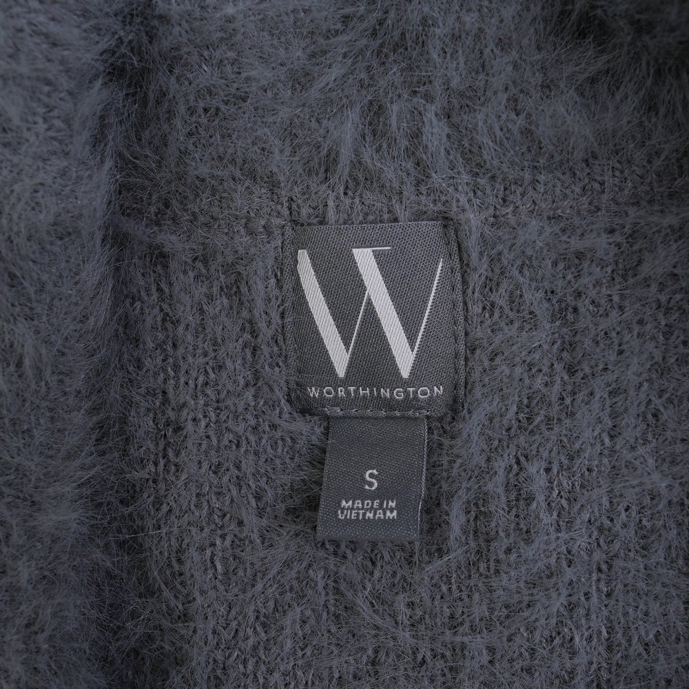 Worthington Loft Gray Eyelash Knit Short Sleeve Polo Sweater Small NWT - Picture 6 of 7